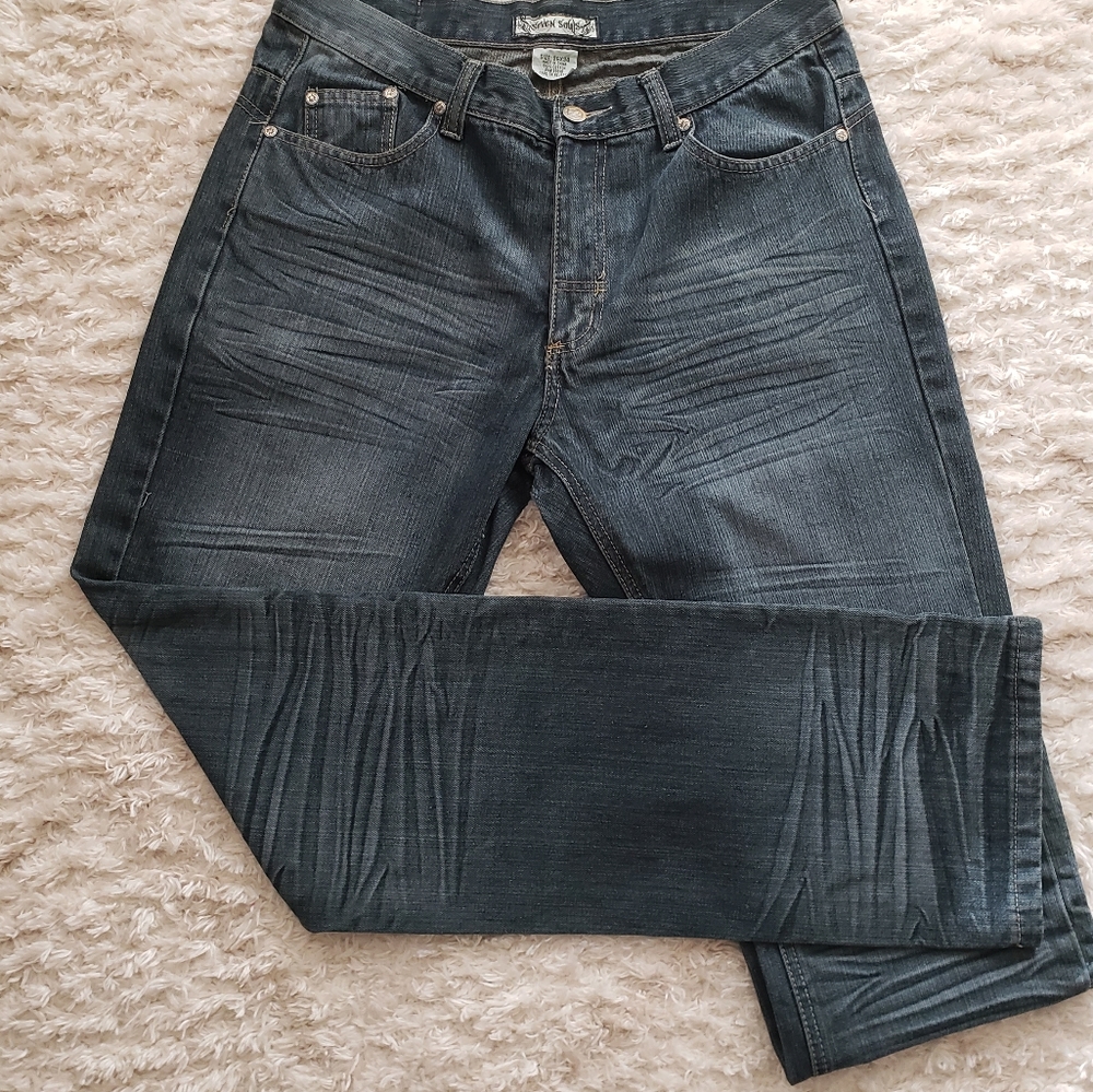 Mens Seven Souls Dark Wash Straight Leg Jean Size 36x34